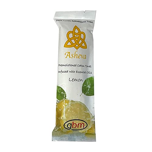 Asheva 8" x 9" Individually Wrapped Oshibori Disposable Towels - Luxurious Moist Cotton Hot/Cold Refreshment Towel - Lavender, Lemon, or Tea Tree Scents - Perfect for Spa, Travel, Dining & Events - size: 100 Count (Pack of 1)