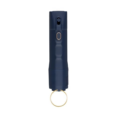 Sabre 2-in-1 Pepper Spray with 130dB Personal Alarm, Alert and Defend with One Press, Fast Flip Top Safety with Finger Grip and Tuck-Away Keyring, Maximum Strength, UV Marking Dye - color: Midnight Blue