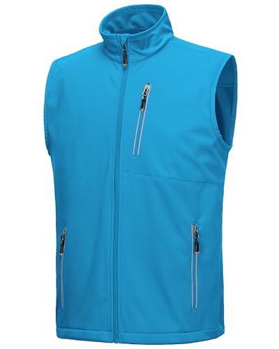 33,000ft Men's Windproof Lightweight Golf Vest Outerwear Sleeveless Jacket - color: Bright Blue, size: Medium