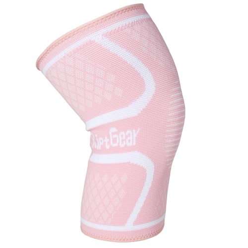 Knee Compression Sleeve | Non-Slip Knee Brace for Running & Weightlifting - color: Pink, size: Large (Pack of 1)