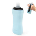 Handheld Running Water Bottle, Collapsible Silicone Foldable 350mL - color: Translucent Blue