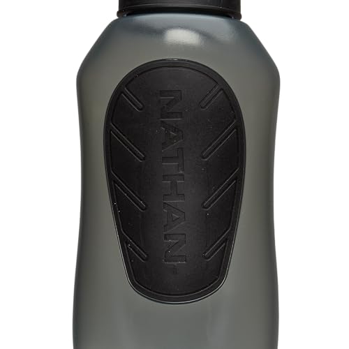 Nathan SpeedDraw 2 Handheld Running Water Bottle Flask – Ergonomic Grip, Blast Valve Cap, Phone & Key Storage Pockets, Reflective Design - 12oz, Black - color: 12oz - Black