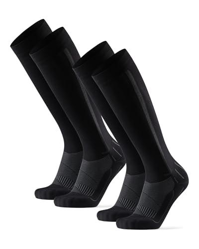 DANISH ENDURANCE Compression Socks, 21-26 mmHg, Circulation Aid, 1 & 2-Pack - color: Black/Grey 2-pack, size: Large