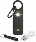 VOLTEK Personal Safety Alarm + Whistle Set for Women - Extra Loud (135 dB), LED Strobe Light, USB-C Rechargeable, Alert for Doors, Windows - Compact & Lightweight - Carabiner Included (Black) - color: Black
