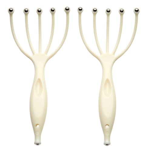 Head Massager,Protable Handheld SPA Scalp Massage Tool for Deep Relaxation & Stress Reduction Wet and Dry in The Office Home SPA (2-Pack) (White White) - color: White White