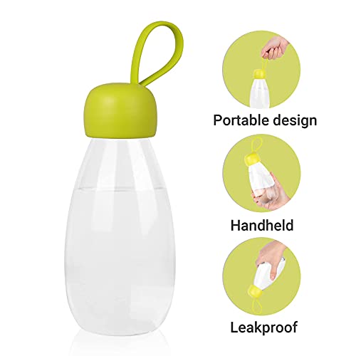 emoi BPA Free Water Bottle, 12oz/360ml Cute Water Bottle with Carrying Strap, Ideal for Kids Boys Girls Students Women Healthy Hydration-Green - color: Green Cap, size: 12 Ounces