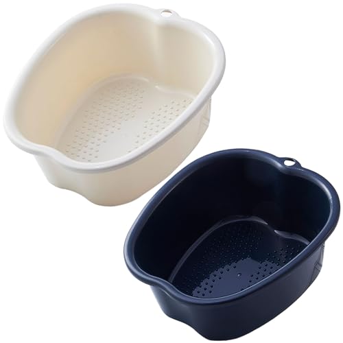 AXLOFO® Foot Soaking Tub Large Size Foot Basin, Feet Soaking Tub with Massage Acupoint, Pedicure Feet Soak Basin Plastic Bucket for Women and Men (2pcs-black-white) - color: 2pcs-black-white