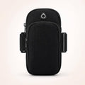 Cell Phone Holder Arm Bag for Running Mountaineering Footing Cycling Gym Sports Lightweight Double Layer Large Capacity Wrist Bag with Headphone Cable Hole (Black)