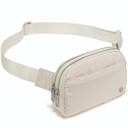 Pander Nylon Fanny Pack Belt Bag for Women with 5 Zipper Pockets - color: White Opal