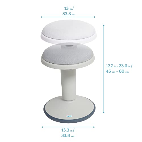 ECR4Kids Sitwell Wobble Stool with Cushion, Adjustable Height, Active Seating, Light Grey - color: Light Grey