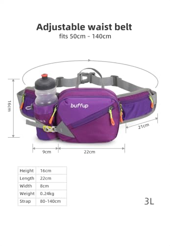 Lightweight Sports Fanny Pack with Bottle Holder,Waist Pack for Hiking,Running,Cycling & Outdoor Adventures (Purple) - color: Purple