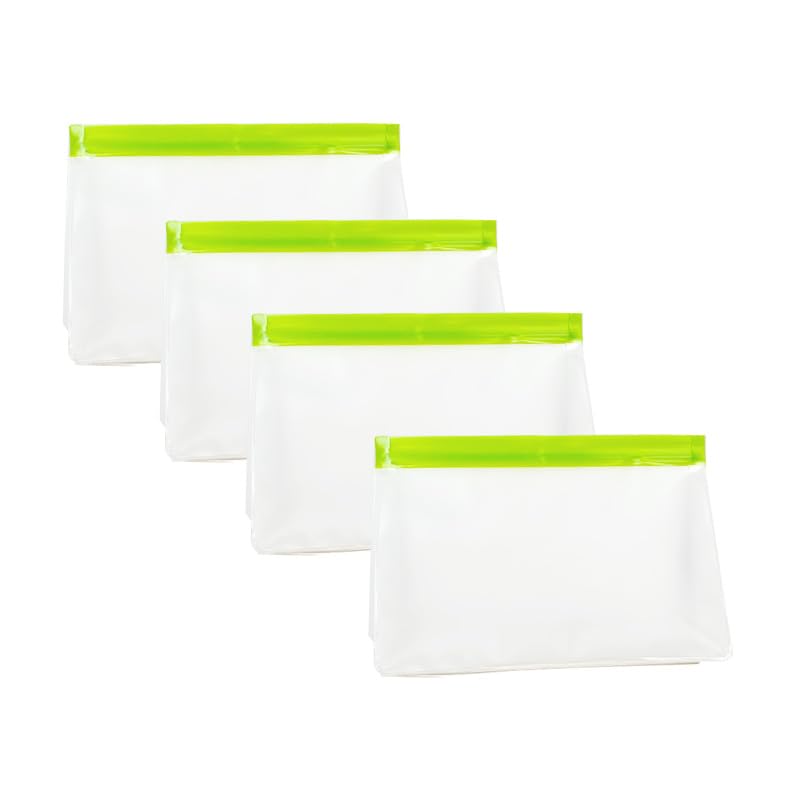 4 Pack Reusable Ice Storage Bags, Clear Leak Proof Freezer Bags with Secure Zip Seal, BPA-Free Durable Freezer Holder Container for Ice, Food, Whiskey and Cocktails