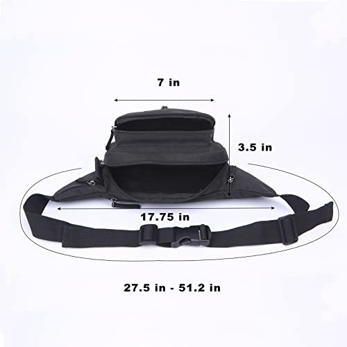 Fanny Pack for Men&Women with Shrinkable Bottle Cages,Waist Pack Bag Hip Bum Bag with Adjustable Strap for Outdoors Workout Traveling Casual Running Hiking Cycling Fishing (Navy-Blue-1)