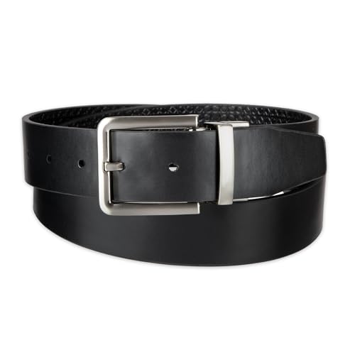 Calvin Klein Men’s Reversible Leather Belt - 2‑in‑1 Versatile Modern Style - color: Dark Black/Dark Black, size: Small (30-32)