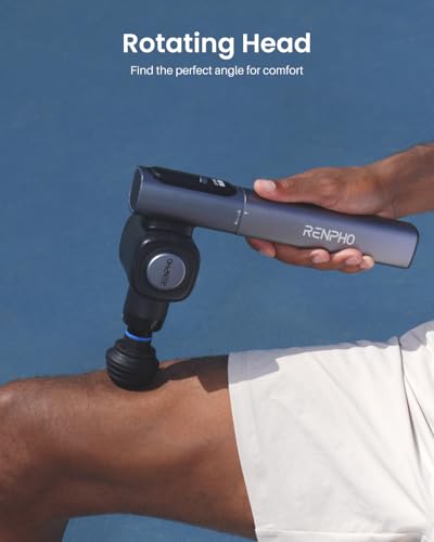 RENPHO Foldable 2-in-1 Massage Gun with Extendable Handle, 0-90° Angle - color: Blue