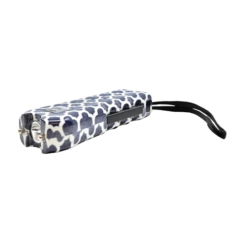 Streetwise Ladies’ Choice Stun Gun for Women - Rechargeable Device with Alarm, LED Flashlight, Safety Disable Pin & Built-in Charger - Personal Safety Tool with Holster & Lanyard - style: Black/White Chevron
