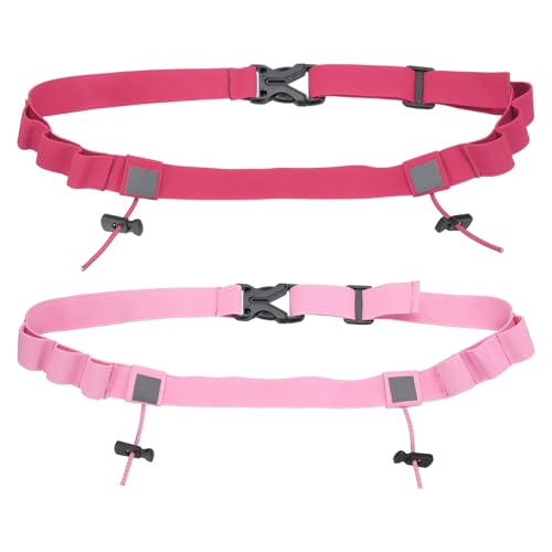 Bib Belt Race Belt Triathlon Number Holder 2Pcs Pink/Rose Red - color: Pink/Rose Red