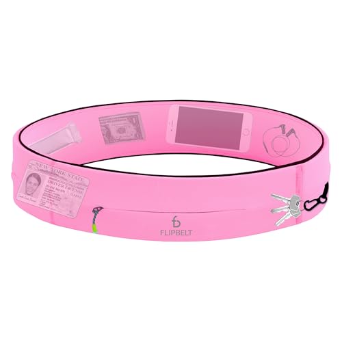 FlipBelt Zipper Running Belt, Waist Pack for Fitness and Running, US Company - color: Girly Pop Pink, size: X-Small