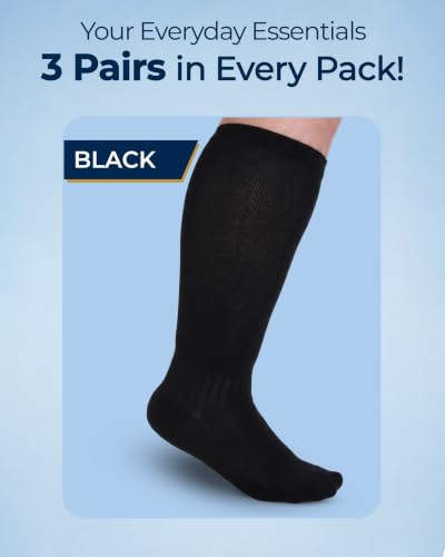 Pembrook® 3 Pairs Plus Size Compression Socks Wide Calf - Bamboo Viscose - color: All Black - 3 Pairs, size: XX-Large