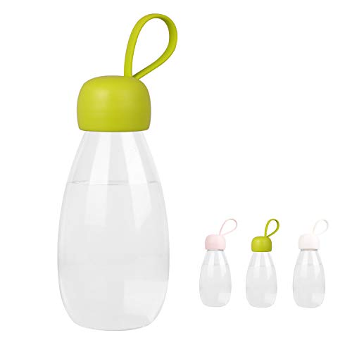 emoi BPA Free Water Bottle, 12oz/360ml Cute Water Bottle with Carrying Strap, Ideal for Kids Boys Girls Students Women Healthy Hydration-Green - color: Green Cap, size: 12 Ounces