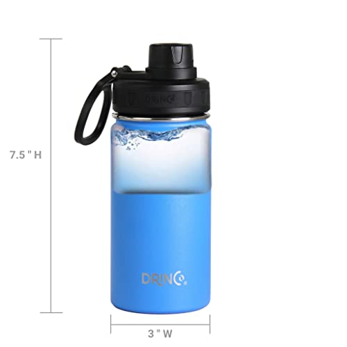 Drinco Stainless Steel Water Bottle Spout Lid Vacuum Insulated Double Wall Water Bottle Wide Mouth Leak Proof Keep Cold Sport Camping Hiking (14oz Royal Blue) - color: 14oz Royal Blue