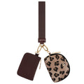 VUTUXA KeyChain Wallet Wristlet For Women Mini Zip Dual Pouch Coin Purse - color: Brown leopard + brown