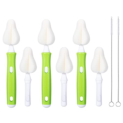 Baby Bottle Brush Kit (Green), Sponge Heads, Straw Cleaners, Compact Tool