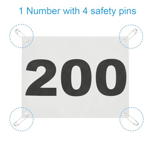 PATIKIL Tearproof Running Bib Numbers, Waterproof Race Competitor Numbers with Safety Pin - size: 7x6 Inch, style: 1-200