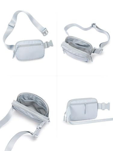 WESTBRONCO Fanny Packs for Women Men, Belt Bag with 4 Zipper Pockets, Fashion Waist Packs, Lightweight Crossbody Bags with Adjustable Strap for Workout/Running/Hiking (Light Grey) - color: A-Light Grey