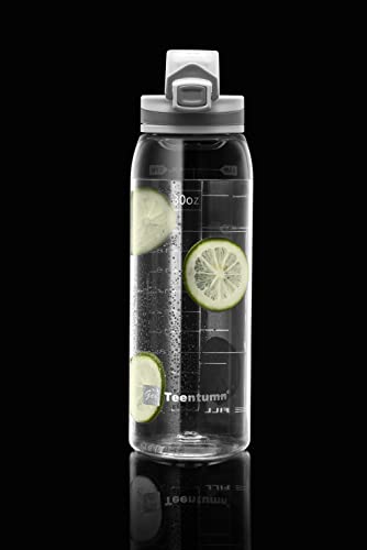 30oz Tritan Water Bottle with Time Marker, 1-Pack, Clear - color: Clear