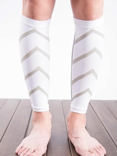 Leg Calf Compression Sleeve for Men Women Footless Sock - color: White