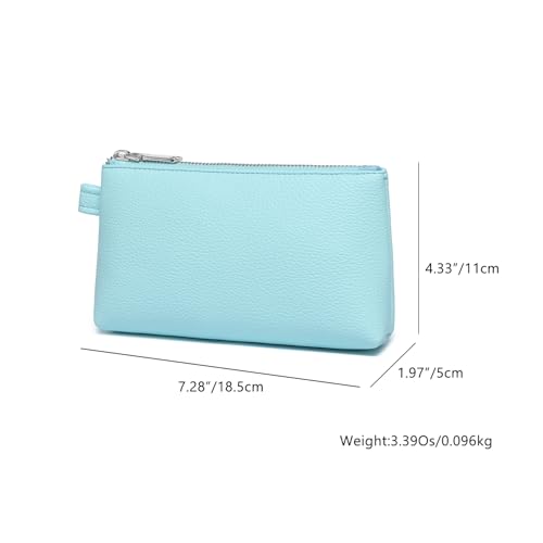 Small Makeup Bag for Purse, Leather Cosmetic (Clear Water Blue) - color: Clear Water Blue