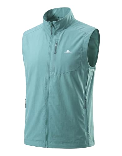 Pioneer Camp Women's Lightweight Softshell Vest Windproof Sleeveless Jacket with Zip Pockets for Running Hiking Fishing - color: Blue, size: X-Large