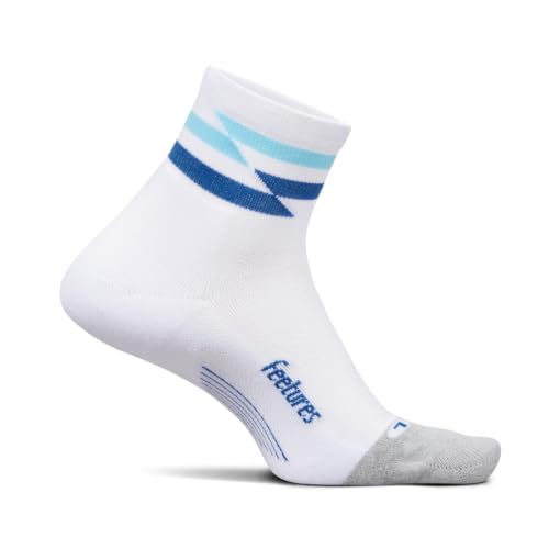Feetures Elite Light Cushion Quarter Sock - color: White Track (1 Pair), size: Large
