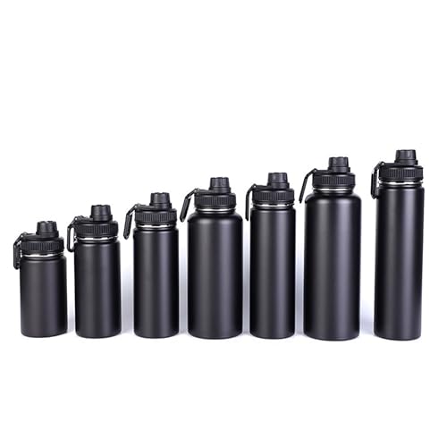 Wide Mouth Insulated Sports Water Bottle,Double wall Stainless Steel Vacuum flask with Leakproof Lid (Black, 18 Ounce) - size: 18 Ounces