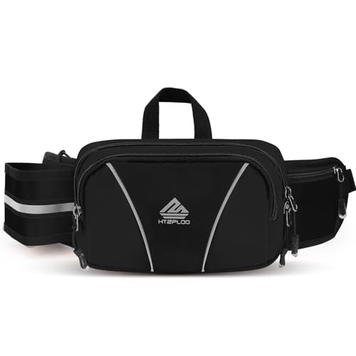 Fanny Pack for Men Women Waist Bag with Water Bottle Holder for Hiking, Travel,Dog Walking, Workout (Black) - color: Black