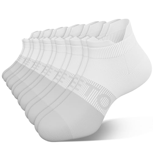 6 Pairs Ankle Compression Socks Women Men 15-20 mmHg Low Cut Athletic Running Arch Support for Travel Nurses Flight - color: Two-tone White
