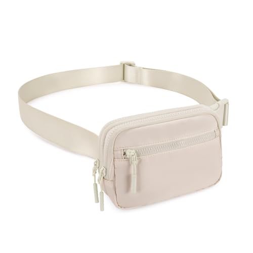 WESTBRONCO Fanny Packs for Women Men, Belt Bag with 4 Zipper Pockets, Fashion Waist Packs, Lightweight Crossbody Bags with Adjustable Strap for Workout/Running/Hiking (Beige) - color: Beige