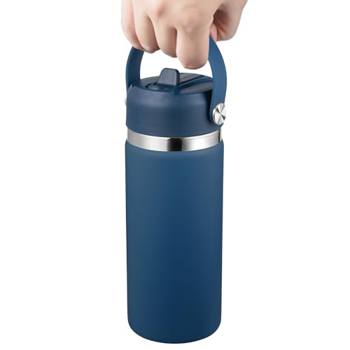 KMN Wide Mouth Straw Lid with Flip Top, Replacement Cap with Straw for Hydro Flask 18 32 40 oz Wide Mouth Water Bottle & 12 16 20 oz Coffee Flask, BPA-Free Leakproof Sports Lid (Indigo Blue) - color: Indigo Blue