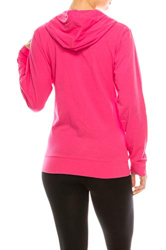 Eevee Women's Full Zip Hoodie - Lightweight Jacket Active Sweater Hooded Sweatshirt Slim Fitting Yoga Activewear - color: Fuchsia, size: Small