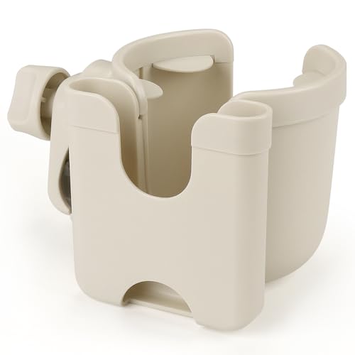 Accmor Stroller Cup Holder with Phone Holder, Bike Cup Holder, Walker Scooter Wheelchair Cup Holder Attachment, Universal Cup Holder for Uppababy Graco Strollers - color: All Off White