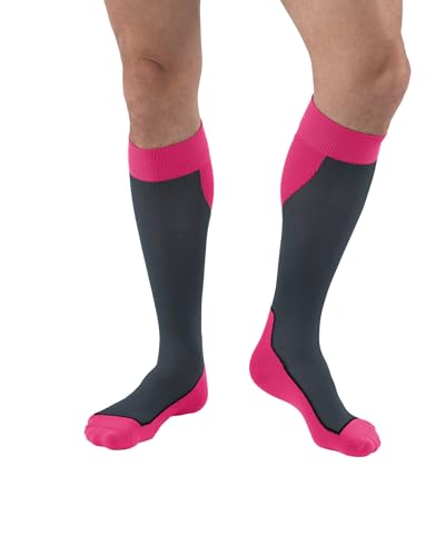 JOBST Sport Knee High 15-20 mmHg Compression Socks, Pink/Grey, Medium - color: Pink/Grey, size: Medium (1 Pair)