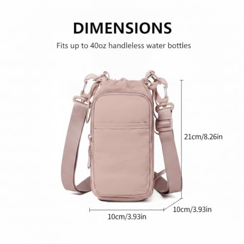 Bokelai Water Bottle Holder Bag with Strap Lightweight Crossbody Carrier Sling Bag for Hiking Camping Travelling Water Bottle Sleeve Gym Accessories - color: Pink