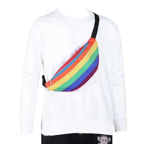 Ausion Fanny Pack Waist Bag for Men&Women Adjustable Belt Hip Bum Bag Fashion Water Resistant Hiking Waist Bag for Traveling Casual Running Hiking Cycling - color: Rainbow
