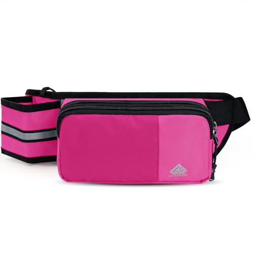 Fanny Pack for Women Men with Water Bottle Holder,Waist Bag for Hiking,Travel,Running,Dog Walking,Workout,Cycling (Pink) - color: Pink