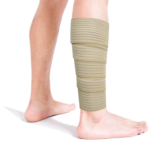 Elastic Calf Compression Bandage Sleeve Wrap for Calf Pain Relief Lower Leg Compression Support Shin Splint Guard Adjustable Plus Size Black Large (Beige)