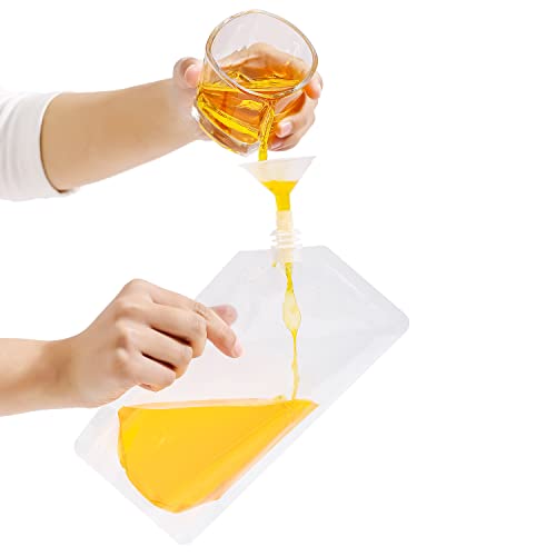 OHMAXHO Plastic Flasks, Reusable Drink Pouches, Leak-Proof for Travel, Outdoor Sports, Running enthusiasts, Concerts, Events (8OZ-16OZ-32OZ,16PCS) - color: D【8OZx6PCS+16OZx6PCS+32OZx4PCS】