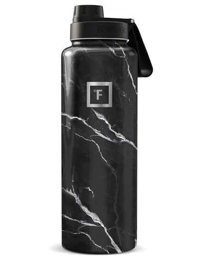 IRON °FLASK 40 oz Wide Mouth Water Bottle with Spout - color: Black Marquina