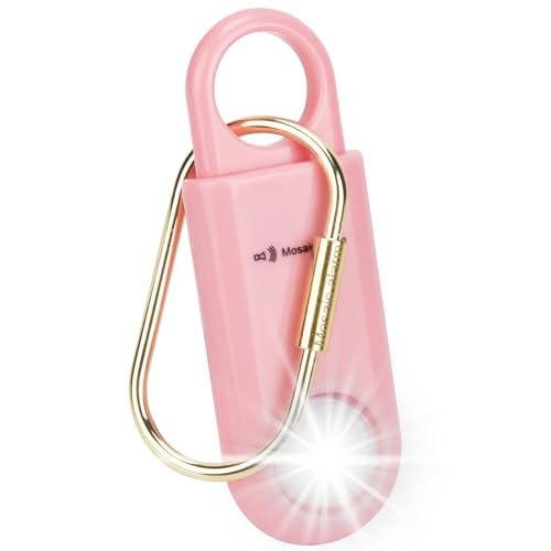 130db Personal Safety Alarm with Ultra Bright Strobe Light. Pink - color: Pink, style: Button cell