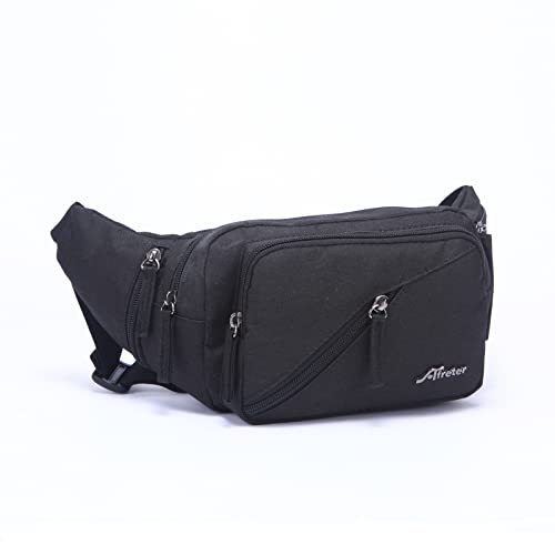 Fanny Pack for Men&Women with Shrinkable Bottle Cages,Waist Pack Bag Hip Bum Bag with Adjustable Strap for Outdoors Workout Traveling Casual Running Hiking Cycling Fishing (Navy-Blue-1)